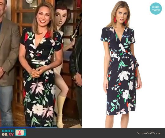 Yumi Kim Caught In the Midi Wrap Dress worn by Ginger Zee on Good Morning America
