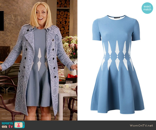 Alexander McQueen Intarsia Skater Dress worn by Jacqueline Voorhees (Jane Krakowski) on Unbreakable Kimmy Schmidt