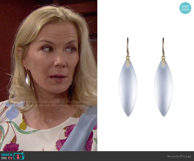Alexis Bittar Sliver Earrings worn by Brooke Logan (Katherine Kelly Lang) on The Bold and the Beautiful