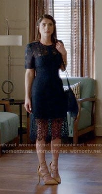 Alexis’s navy lace dress on Famous in Love