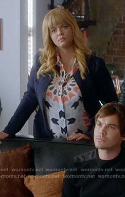 Ali’s geometric print top on Pretty Little Liars