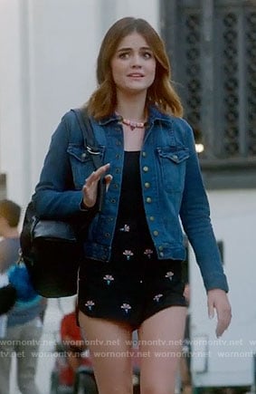 Aria’s denim jacket on Pretty Little Liars