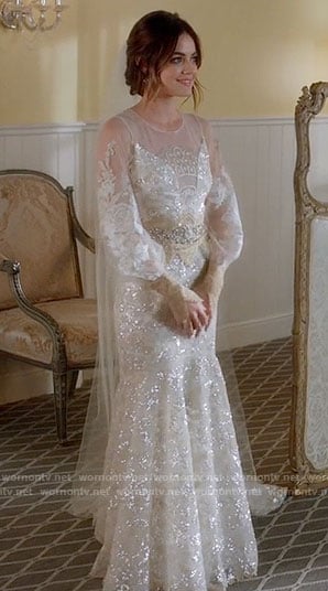 Aria’s long sleeved wedding gown on Pretty Little Liars