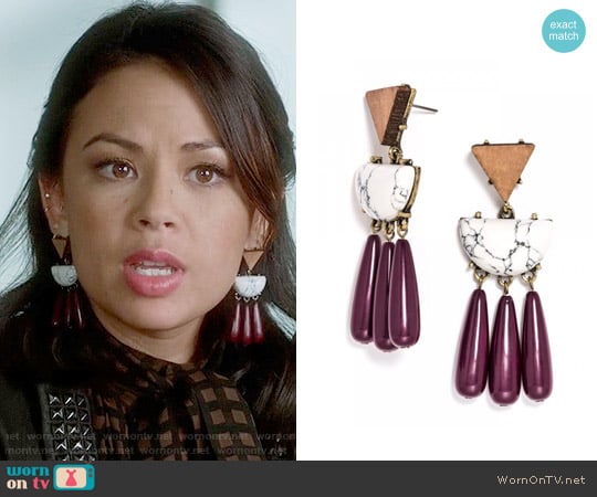Baublebar Koa Drops worn by Mona Vanderwaal (Janel Parrish) on Pretty Little Liars