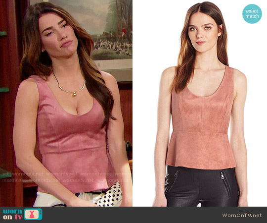 Bcbgmaxazria Cladiana Top in Rose Dawn worn by Steffy Forrester (Jacqueline MacInnes Wood) on The Bold and the Beautiful