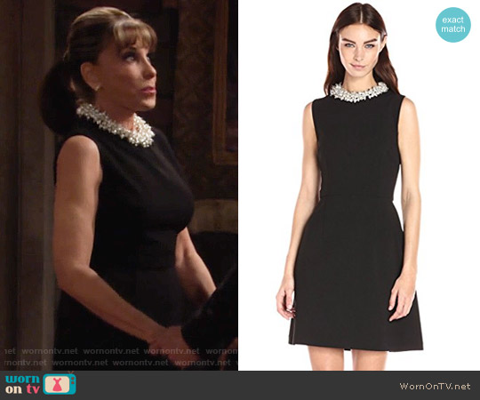 Betsey Johnson Scuba Crepe Sheath with Pearl Collar worn by Esther Valentine (Kate Linder) on The Young and the Restless