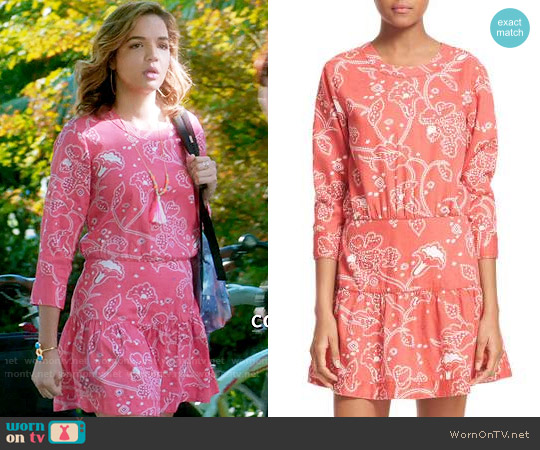 Current Elliott The Tennant Floral Print Cutout Dress worn by Cassandra (Georgie Flores) on Famous in Love