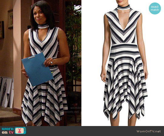10 Crosby Derek Lam Sleeveless Mitered Stripe Stretch Jersey Dress worn by Maya Avant (Karla Mosley) on The Bold and the Beautiful
