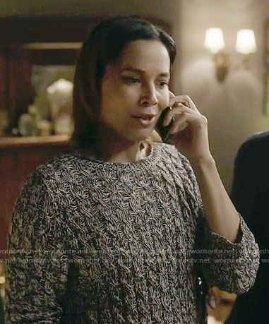 Hallie’s marled cable knit sweater on Nashville