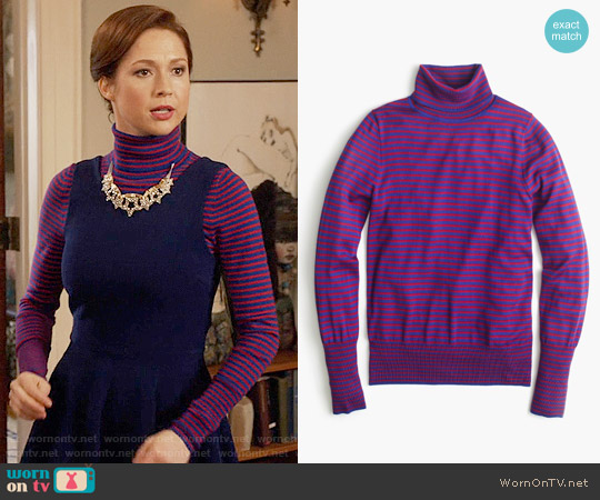 J.Crew Tippi turtleneck sweater in stripe worn by Kimmy Schmidt (Ellie Kemper) on Unbreakable Kimmy Schmidt