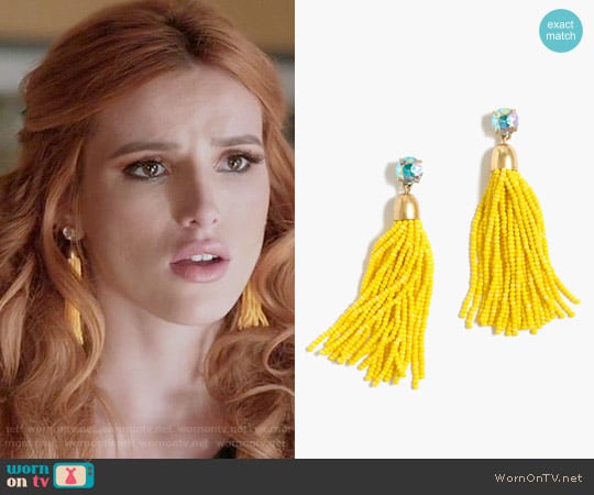 J.Crew Beaded Tassel Earrings worn by Paige Townsen (Bella Thorne) on Famous in Love