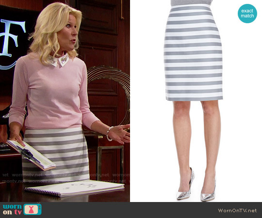 Kate Spade Marit Striped Pencil Skirt worn by Pamela Douglas (Alley Mills) on The Bold and the Beautiful
