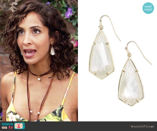 Kendra Scott Carla Earrings in Ivory Mop / Gold worn by Lily Winters (Christel Khalil) on The Young and the Restless