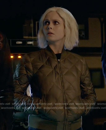 Liv’s olive quilted bomber jacket on iZombie