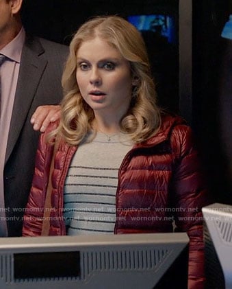 Liv’s striped sweater and burgundy puffer jacket on iZombie