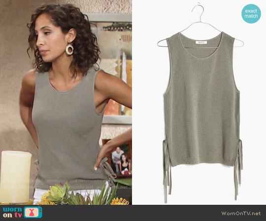 Madewell Side-tie Sweater Tank in Marled Surplus worn by Lily Winters (Christel Khalil) on The Young and the Restless