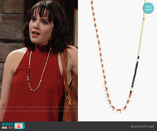 Madewell Radiate Beaded Necklace in Tigerlily worn by Tessa Porter (Cait Fairbanks) on The Young and the Restless
