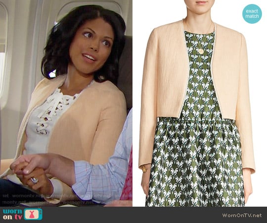 Maje Vikou Fringe-Trim Jacket worn by Maya Avant (Karla Mosley) on The Bold and the Beautiful