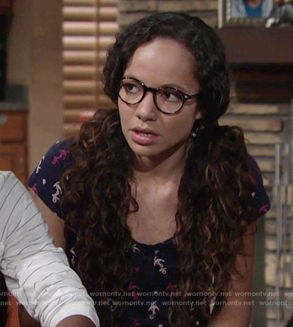 Mattie’s anchor print tee on The Young and the Restless