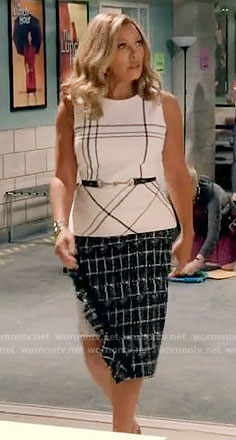 Maxine’s plaid sleeveless top and checked skirt on Daytime Divas