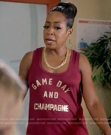 Mo’s game day and champagne tank top on Daytime Divas