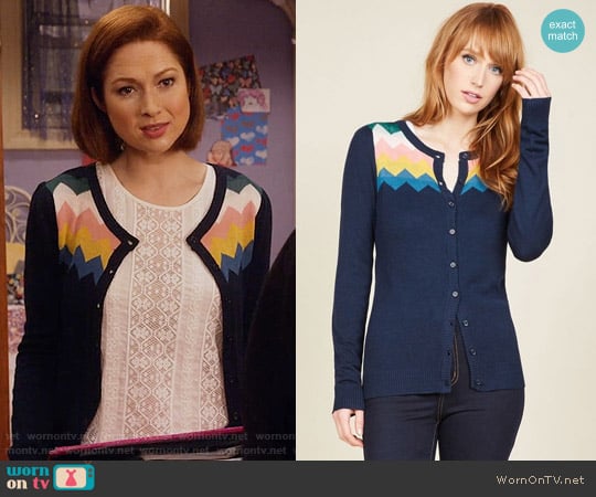 You Heard That Bright Cardigan in Navy from Modcloth worn by Kimmy Schmidt (Ellie Kemper) on Unbreakable Kimmy Schmidt