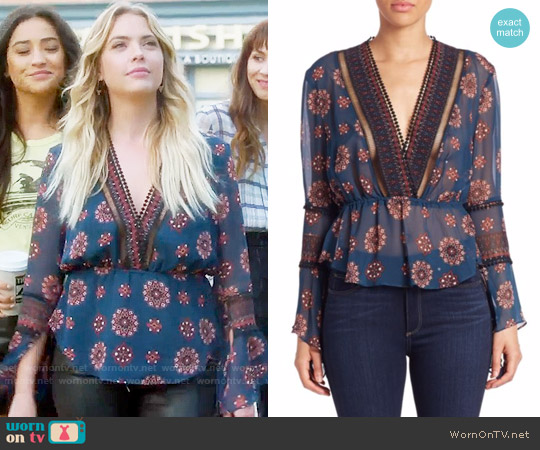 Nicholas Printed Ladder Trim Top worn by Hanna Marin (Ashley Benson) on Pretty Little Liars