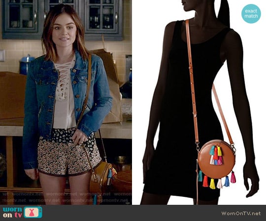 Rebecca Minkoff Sofia Round Crossbody worn by Aria Montgomery (Lucy Hale) on Pretty Little Liars