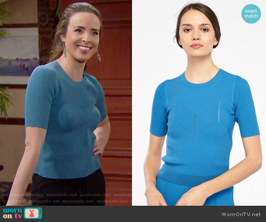 Sandro Elasticated Knit Cropped Sweater worn by Ivy Forrester (Ashleigh Brewer) on The Bold and the Beautiful
