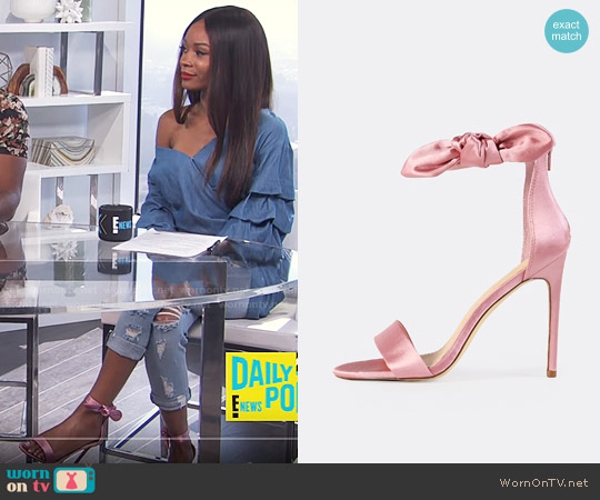 SheIn Side Bow Satin Ankle Strap Heels worn by Zuri Hall on E! News
