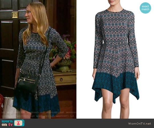 Shoshanna Long-Sleeve Printed Silk Handkerchief Dress worn by Abigail Deveraux (Kate Mansi) on Days of our Lives