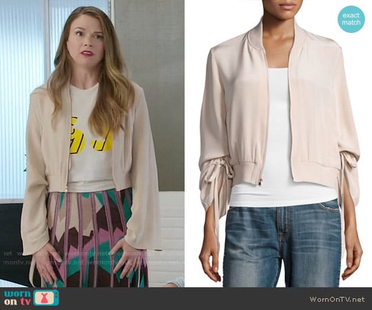 Tibi Silk Sculpted Bomber Jacket worn by Liza Miller (Sutton Foster) on Younger