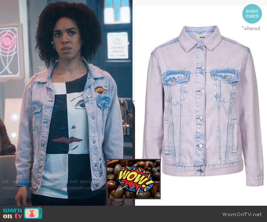 Topshop MOTO Acid Oversized Jacket worn by Bill Potts (Pearl Mackie) on Doctor Who