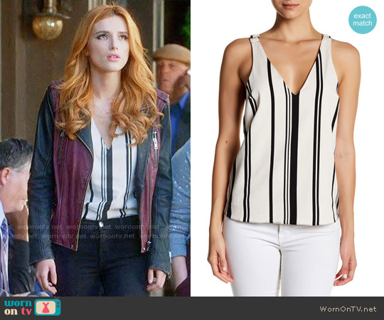 Topshop Stripe Hardware Crisscross Camisole worn by Paige Townsen (Bella Thorne) on Famous in Love