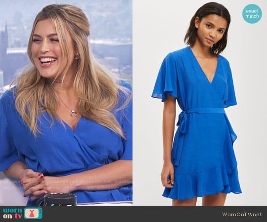 Topshop Linen Ruffle Wrap Dress worn by Carissa Loethen Culiner on E! News
