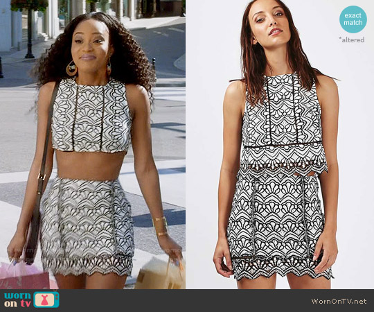 Topshop Lace Mono Shell Top worn by Tangey Turner (Pepi Sonuga) on Famous in Love