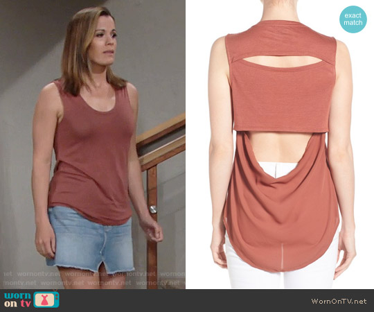 Trouve Cutout Drape Back Tank in Brown Mahogany worn by Chelsea Lawson (Melissa Claire Egan) on The Young and the Restless