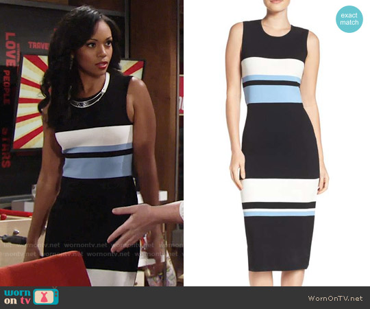 Vince Camuto Color Block Midi Dress worn by Hilary Curtis (Mishael Morgan) on The Young and the Restless