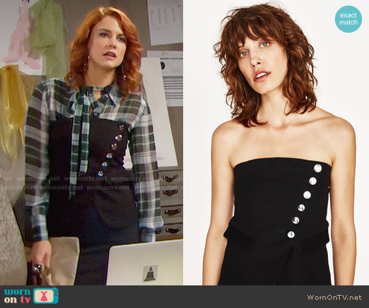 Zara Corset Top with Side Buttons worn by Sally Spectra (Courtney Hope) on The Bold and the Beautiful