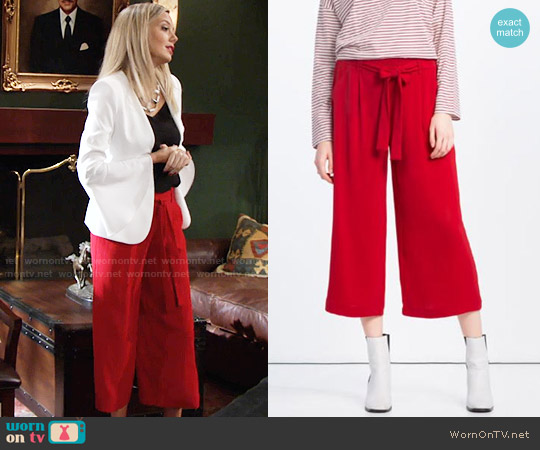 Zara Cropped Flowing Culottes worn by Abby Newman (Melissa Ordway) on The Young and the Restless