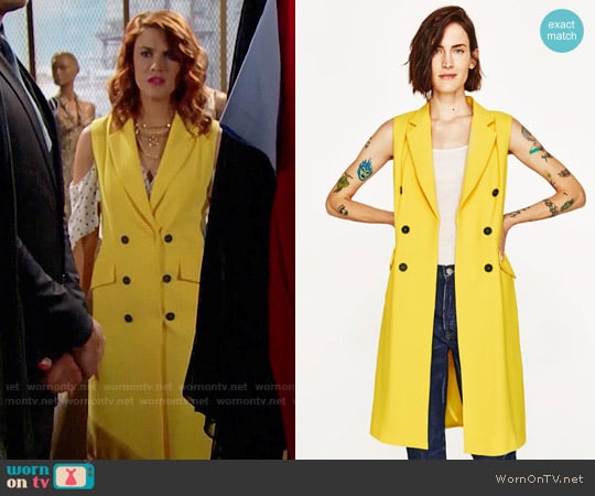 Zara Long Double Breasted Waistcoat worn by Sally Spectra (Courtney Hope) on The Bold and the Beautiful