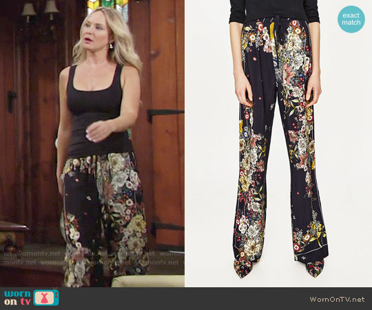 Zara Pajama Palazzo Trouser worn by Sharon Newman (Sharon Case) on The Young and the Restless