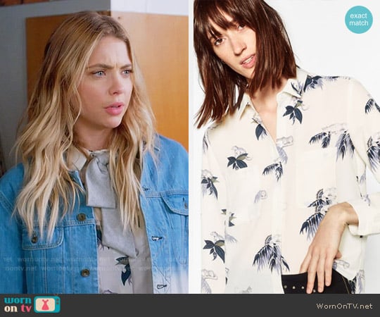 Zara Printed Blouse worn by Hanna Marin (Ashley Benson) on Pretty Little Liars