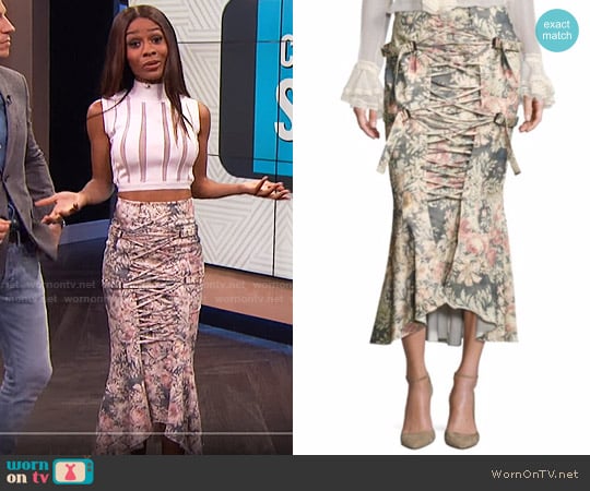Zimmermann Cavalier Strapped Floral Skirt worn by Zuri Hall on E! News