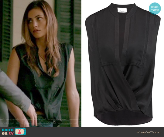 3.1 Phillip Lim Wrap-Effect Draped Silk Chiffon Blouse worn by Hayley (Phoebe Tonkin) on The Originals