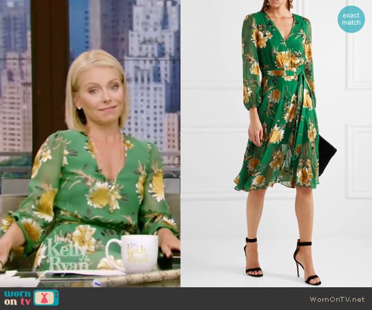 Alice + Olivia Coco floral-print fil coupé chiffon dress worn by Kelly Ripa on Live with Kelly and Mark