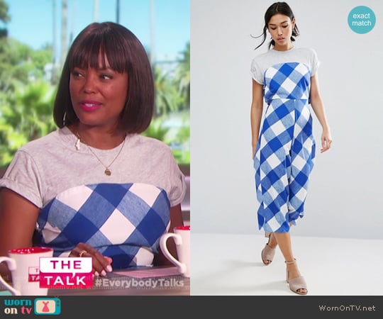 ASOS Jumpsuit in Gingham with Jersey T-Shirt worn by Aisha Tyler on The Talk