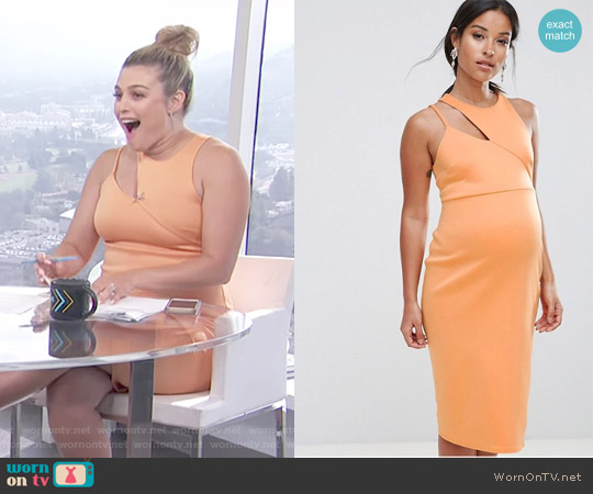 Asos Maternity Scuba Cut Out Asymmetric Dress worn by Carissa Loethen Culiner on E! News