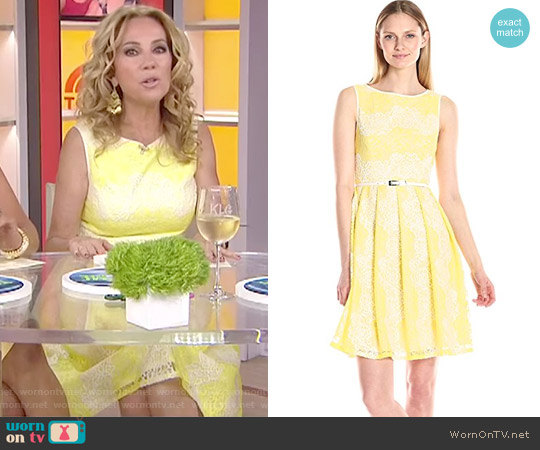 Adrianna Papell Fit and Flare Lace Dress worn by Kathie Lee Gifford on Today