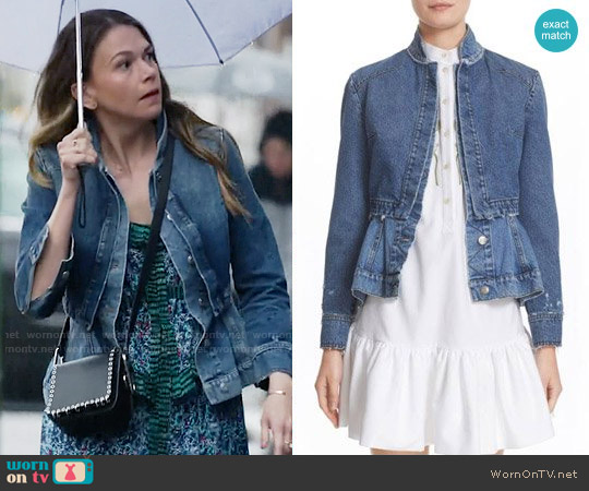 Alexander McQueen Denim Peplum Jacket worn by Liza Miller (Sutton Foster) on Younger
